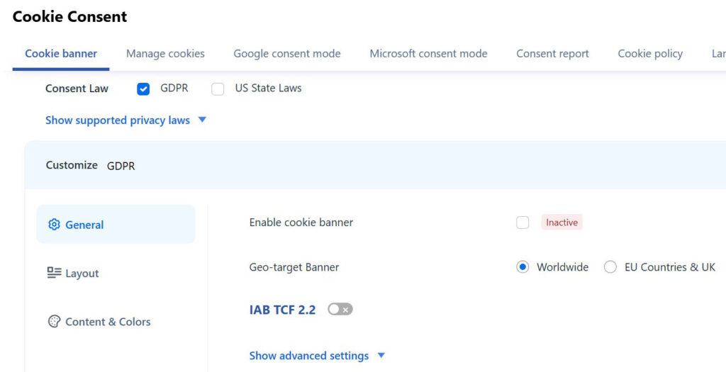 webtoffee cookie consent general settings