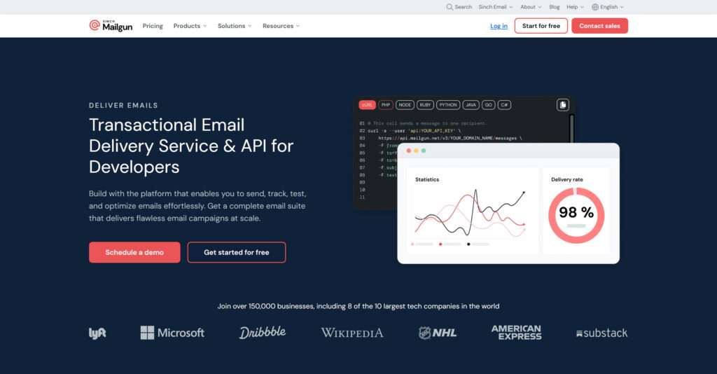 Mailgun is a user-friendly and reliable email delivery service