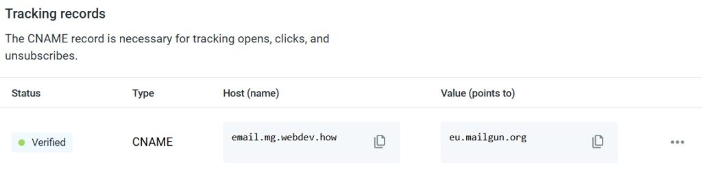 Mailgun tracking records
