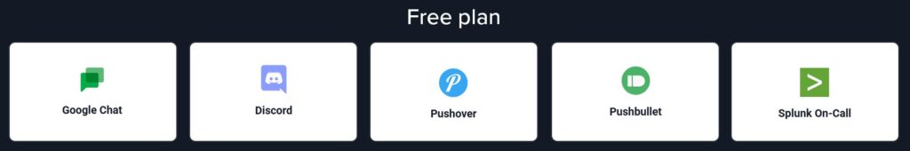 uptimerobot integrations in the free plan