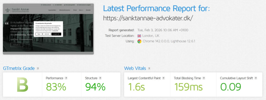 gtmetrix initial speed test