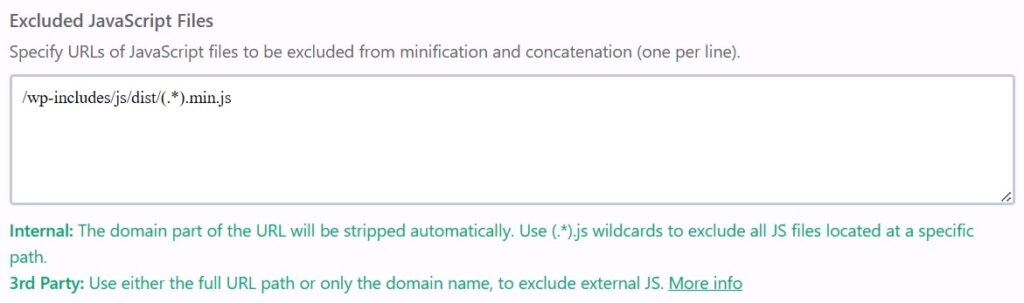 wp rocket exclude javascript files