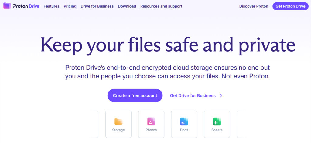 proton drive website - safe and private